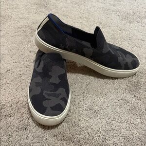 Rothy’s camo Black and Gray Slip-On Loafers